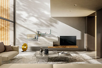 Sektionale Aufbewahrungswand aus Holz LAGO 36E8 0876 Fabrik LAGO aus Italien