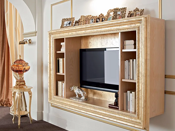 Wandmontiertes Bücherregal mit TV-Ständer aus Holz Modenese Luxury Interiors 13131 Fabrik MODENESE GASTONE aus Italien. Foto №1