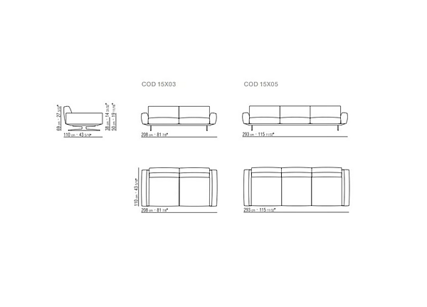 Drei-Sitzer Ledersofa mit abnehmbarem Bezug FLEXFORM Soft Dream Large Fabrik FLEXFORM aus Italien. Foto №5