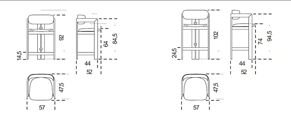 Hochwertiger Holzbarhocker mit Rückenlehne Gallotti&Radice 0419 Fabrik Gallotti & Radice aus Italien. Foto №2