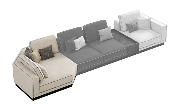 Ecksofa aus Leder und Stoff Sesto Senso CPRN HOMOOD S550, S552DX/SX, S553, S554, S555 Fabrik CPRN HOMOOD aus Italien. Foto №2