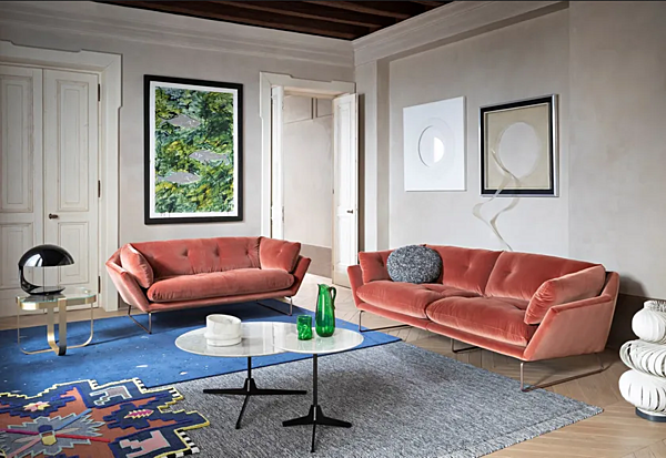 Dreisitzer Sofa mit Stoffbezug und Schlittenbasis Saba New York Suite Fabrik SABA aus Italien. Foto №12