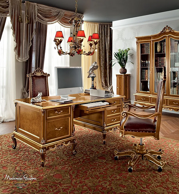 Rechteckiger Schreibtisch aus Massivholz mit Schubladen Modenese Luxury Interiors 12303 Fabrik MODENESE GASTONE aus Italien. Foto №2