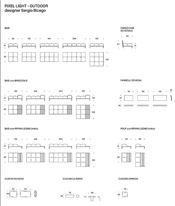 Ecksofa aus Stoff für den Garten Pixel Light Saba Fabrik SABA aus Italien. Foto №12