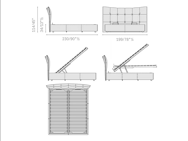Stoffbett mit gepolstertem Kopfteil Aurora Tre POLTRONA FRAU Fabrik POLTRONA FRAU aus Italien. Foto №8