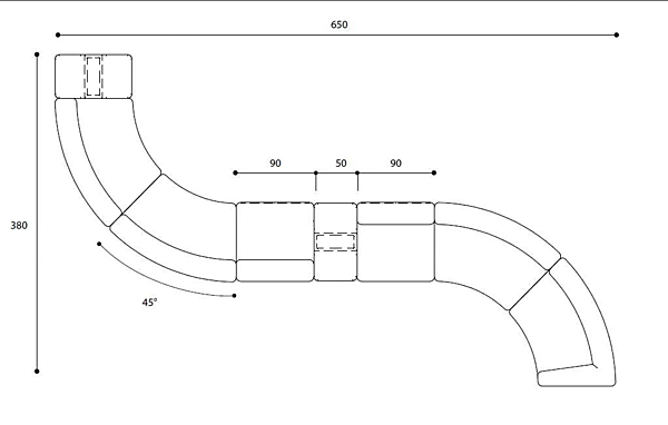 Kurzes modulares Stoffgarten-Sofa mit weicher Rückenlehne VARASCHIN Circle Belt 221 Fabrik VARASCHIN aus Italien. Foto №13