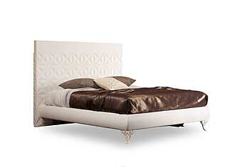 Doppelbett aus Leder mit gepolstertem Kopfteil Bizzotto Italia Diamond