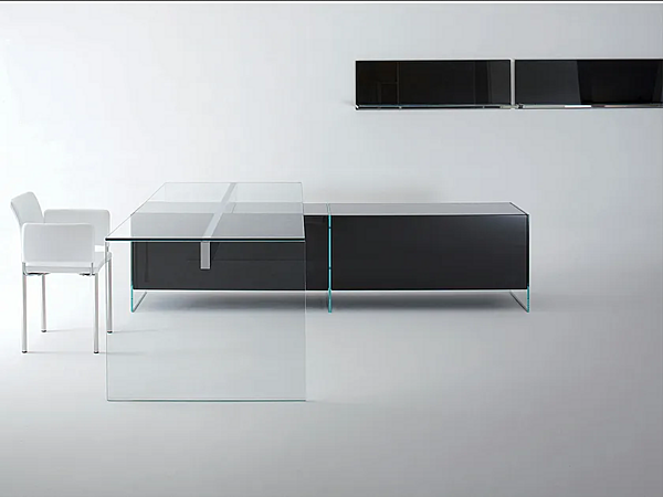 Eck-Schreibtisch aus Kristall Gallotti&Radice Air Desk 1 Fabrik Gallotti & Radice aus Italien. Foto №4