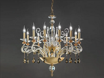 Gold Leaf Kronleuchter mit Swarovski Kristallen Venere L12 Chic Euroluce Lampadari