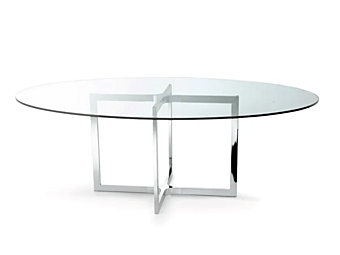 Runder Tisch aus Glas und Edelstahl Gallotti&Radice Raj 4 Fabrik Gallotti & Radice aus Italien