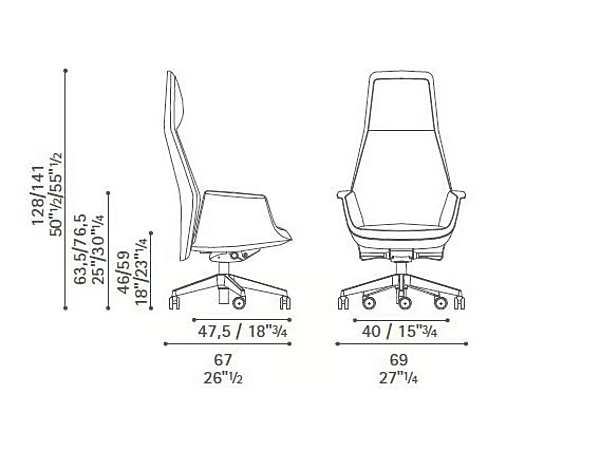 Drehstuhl mit hoher Rückenlehne aus Leder POLTRONA FRAU Downtown Fabrik POLTRONA FRAU aus Italien. Foto №6