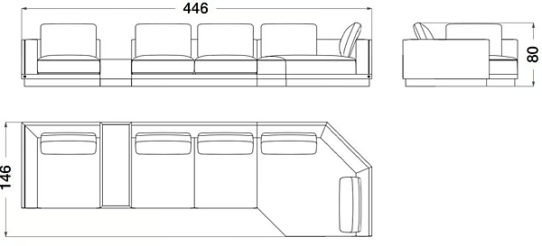 Ecksofa aus Leder und Stoff Sesto Senso CPRN HOMOOD S550, S552DX/SX, S553, S554, S555 Fabrik CPRN HOMOOD aus Italien. Foto №6