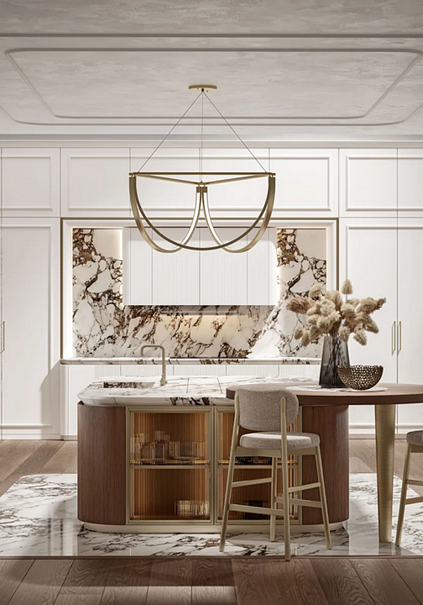 Maßgefertigte Holzküche mit Insel Radha 1 0 Old Line Fabrik Oldline aus Italien. Foto №6