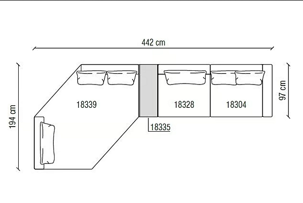 Ecksofa aus Stoff mit modularer Bauweise Frigerio Horizon Fabrik Frigerio aus Italien. Foto №12