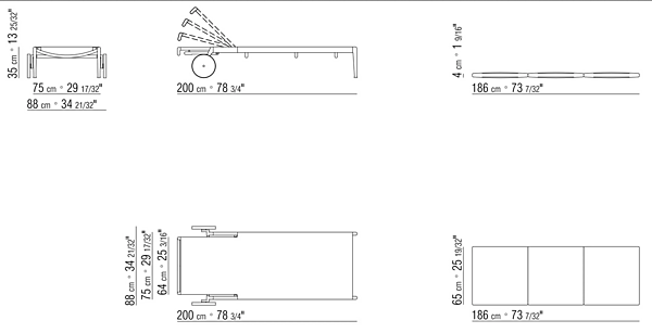 Liege mit Batyline-Gewebe ATLANTE LIGHT FLEXFORM 2A4G9 Fabrik FLEXFORM aus Italien. Foto №12