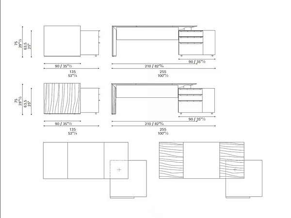 Rechteckiger Schreibtisch aus Leder mit Regalen POLTRONA FRAU C E O Cube Desk Fabrik POLTRONA FRAU aus Italien. Foto №7