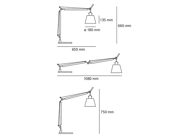 Tischlampe mit LED und schwenkbarem Arm Artemide Tolomeo Basculante 0947010A, 0947020A Fabrik Artemide aus Italien. Foto №2