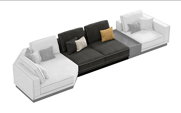 Ecksofa aus Leder und Stoff Sesto Senso CPRN HOMOOD S550, S552DX/SX, S553, S554, S555 Fabrik CPRN HOMOOD aus Italien. Foto №3