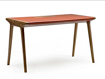 Schreibtisch aus Kanadischem Nussbaum und Leder AMURA Scriba AM126_T490_Nocecanaletto+Cuoio01 Fabrik AMURA aus Italien