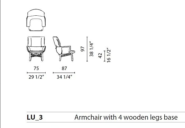 Sessel mit Holzgestell Lud O Lounge Cappellini Fabrik Cappellini aus Italien. Foto №10