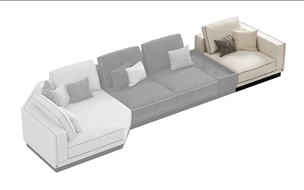 Ecksofa aus Leder und Stoff Sesto Senso CPRN HOMOOD S550, S552DX/SX, S553, S554, S555 Fabrik CPRN HOMOOD aus Italien. Foto №5