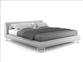 Doppelbett mit gepolsterter Leder-Rückwand i 4 Mariani ADD LOOK Fabrik i 4 Mariani aus Italien