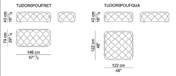 Tufted Leder Pouf Tudor i 4 Mariani Fabrik i 4 Mariani aus Italien. Foto №3