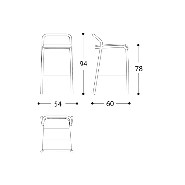 Hochstuhl aus Aluminium stapelbar VARASCHIN NOSS 24550/B, 24551/B, 24552/B, 24553/B Fabrik VARASCHIN aus Italien. Foto №11