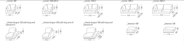 Ecksofa aus Stoff oder Leder 810 Fly VIBIEFFE Fabrik VIBIEFFE aus Italien. Foto №14