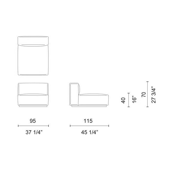 Modularer Stoffsofa Oblong Plus Cappellini Fabrik Cappellini aus Italien. Foto №7