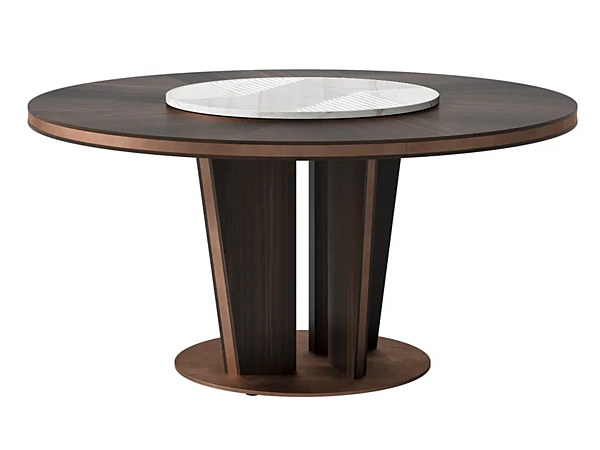 Runder Tisch aus Marmor und Holzfurnier mit Lazy Susan CPRN HOMOOD Sesto Senso S520 Fabrik CPRN HOMOOD aus Italien. Foto №1