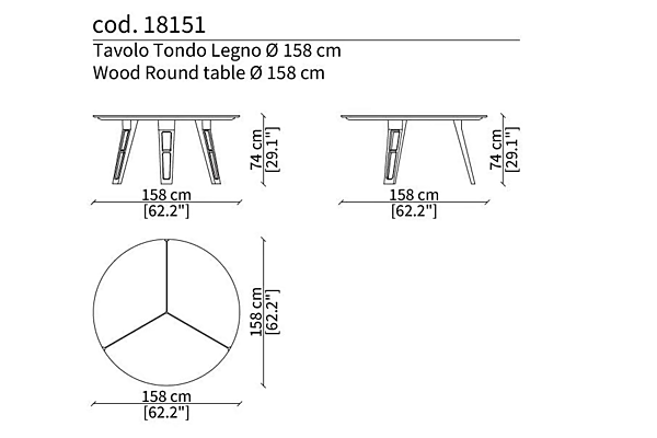 Runder Tisch aus Holz und Glas Axel Frigerio Fabrik Frigerio aus Italien. Foto №5