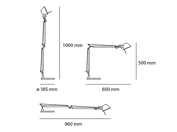 Schwenkarm Aluminium Schreibtischlampe Artemide Tolomeo Midi A0151W00, A015100 Fabrik Artemide aus Italien. Foto №3