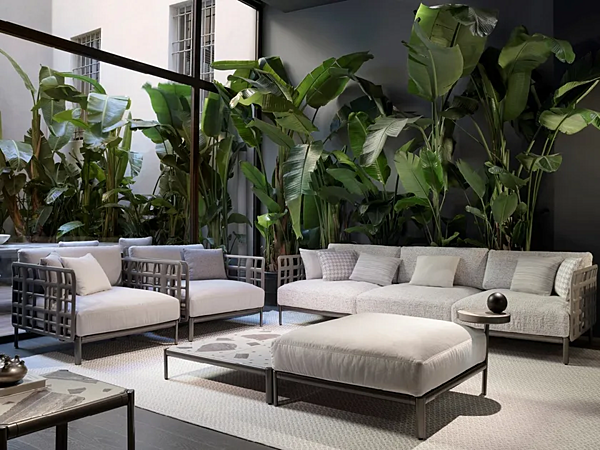 Garten-Sofa mit Stoffbezug und lackiertem Metall für 4 Personen GIORGETTI Aldia 91030 Fabrik GIORGETTI aus Italien. Foto №5