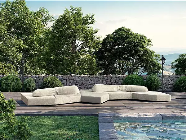 Ecksofa für den Garten aus Stoff mit Rückenpolster Edra On the Rocks Fabrik EDRA aus Italien. Foto №2