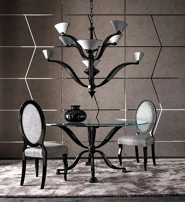 Kronleuchter aus Metall mit Glasdetails CORTEZARI Morgan 1469 Fabrik CORTE ZARI aus Italien. Foto №2