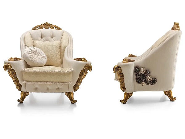 Tufted Fabric Armchair with Armrests A.R. Arredamenti Dolcevita 281 Fabrik A.R.ARREDAMENTI SRL aus Italien. Foto №1