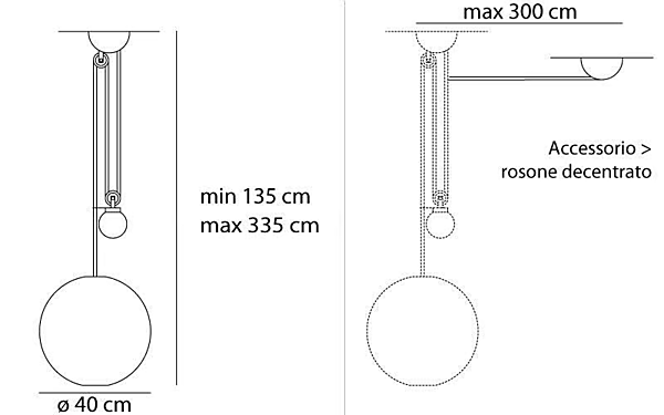 Halogen-Metallpendelleuchte Aggregato Saliscendi Sfera Artemide A033100, A089412 Fabrik Artemide aus Italien. Foto №7