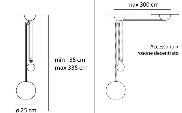 Halogen-Metallpendelleuchte Aggregato Saliscendi Sfera Artemide A033100, A089412 Fabrik Artemide aus Italien. Foto №6