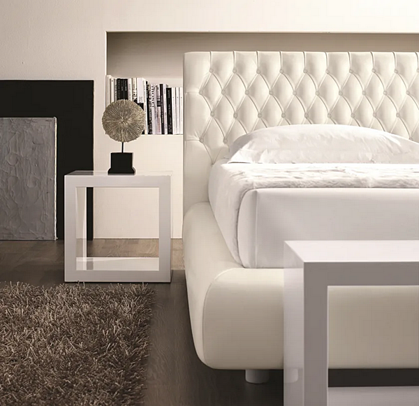 Doppelbett aus Leder mit gepolstertem Kopfteil Roma Duomo Design Fabrik Duomo Design aus Italien. Foto №3