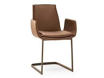 Kantilever Lederstuhl mit Armlehnen Eforma Lara Fabrik Eforma aus Italien