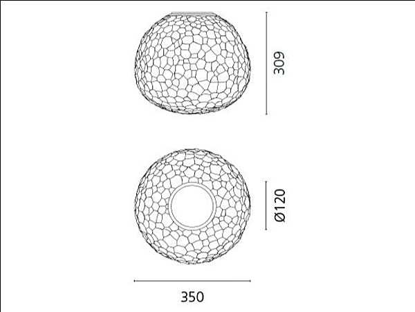 Wandlampe aus mundgeblasenem Glas und Deckenlampe Meteorite Artemide 1704110A, 1701010A Fabrik Artemide aus Italien. Foto №8