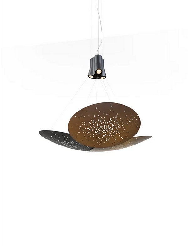 LED Pendelleuchte aus Metall mit Linse Fabbian Lens F46 3x Fabrik Fabbian aus Italien. Foto №4