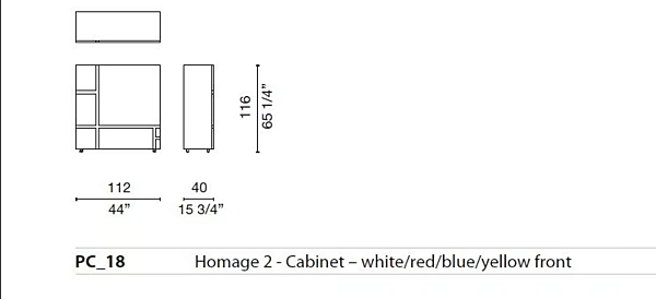 Hochschrank aus Holz mit geometrischem Design Cappellini Hommage an Mondrian Fabrik Cappellini aus Italien. Foto №5