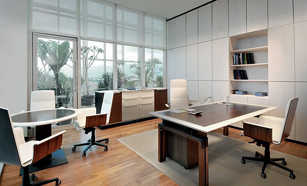 Niedrige Holz-Bürospeichereinheit mit Schubladen i 4 Mariani Paso Doble Fabrik i 4 Mariani aus Italien. Foto №6