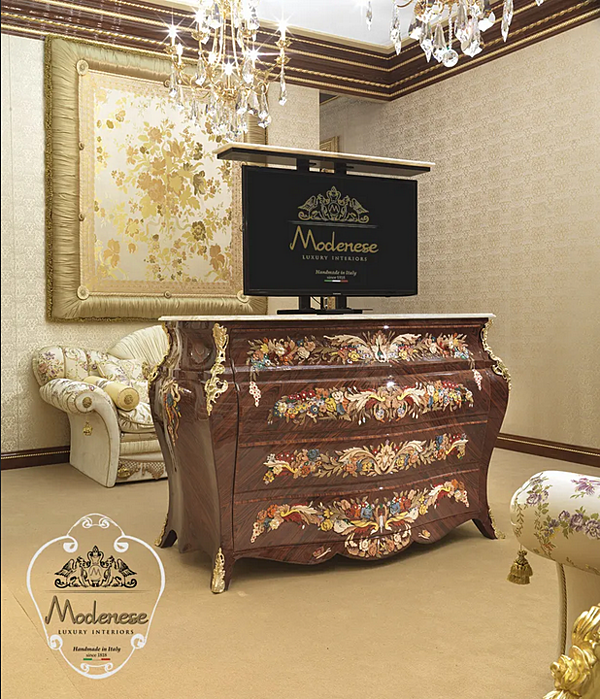 Retractable TV-Schrank aus Holz Modenese Luxury Interiors 15659 Fabrik MODENESE GASTONE aus Italien. Foto №2