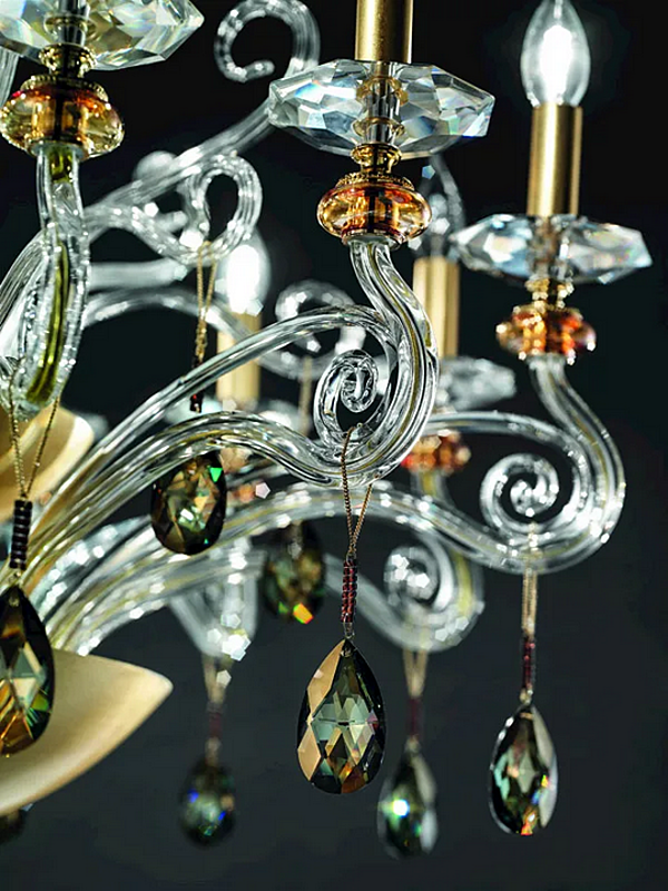 Gold Leaf Kronleuchter mit Swarovski Kristallen Venere L12 Chic Euroluce Lampadari Fabrik EUROLUCE LAMPADARi aus Italien. Foto №2