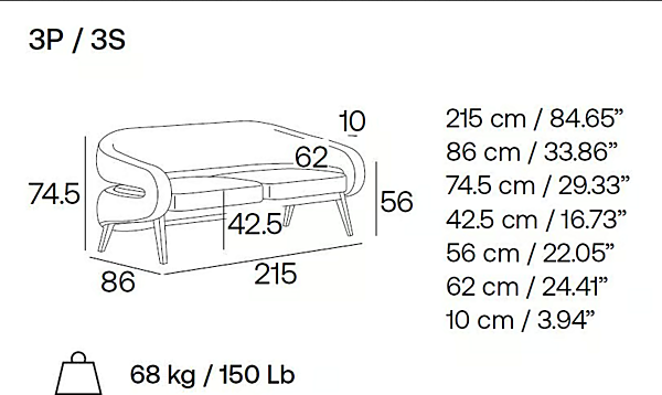 Dreisitzer Stoffsofa Roche Adrenalina IMB1050057 Fabrik ADRENALINA aus Italien. Foto №6