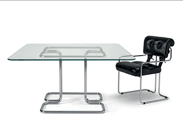 Quadratischer Tisch aus Glas und Stahl Tucroma i 4 Mariani Fabrik i 4 Mariani aus Italien. Foto №3