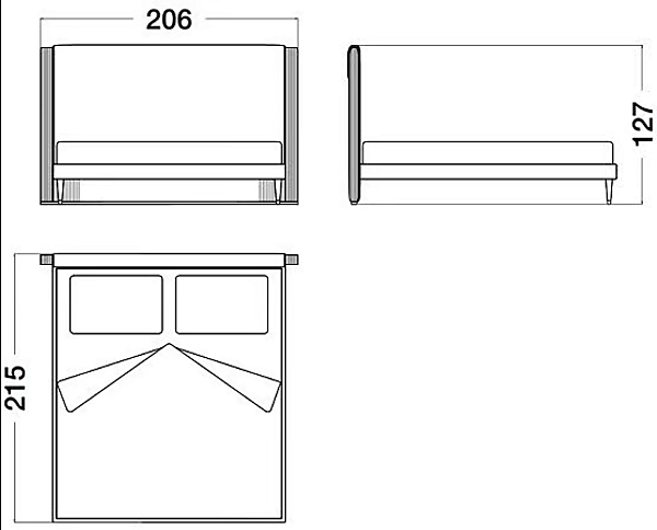 Doppelbett mit gepolstertem Kopfteil aus Cocoon-Stoff CPRN HOMOOD C303, C304, C305 Fabrik CPRN HOMOOD aus Italien. Foto №3